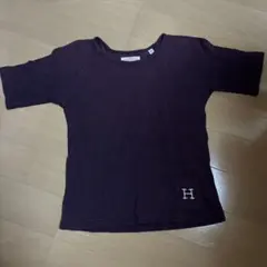 ハリウッドランチマーケットリメイク　パープル H刺繍 キッズ半袖Tシャツのサムネイル