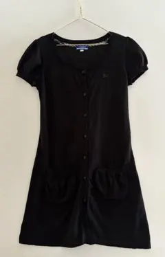 バーバリーブルーレーベル　ニット　ワンピース　半袖　黒　　リボン