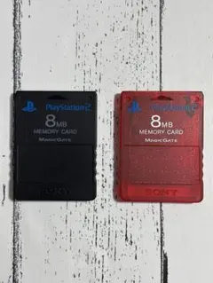 PS2 純正 メモリーカード 8MB 2枚 ブラック レッド 動作品 初期化済み
