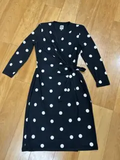 アンクラインANNE KLEINドット柄ラップドレスサイズM〜L