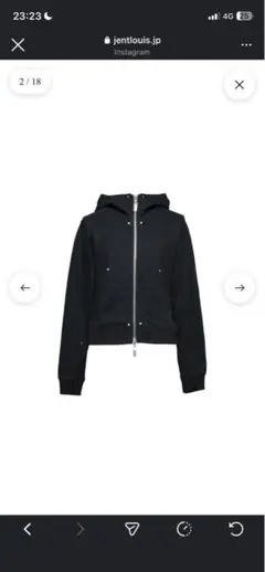(新品)jentlouis Zip Hoodie 短丈ジップパーカー黒　M ピグメントヴィンテージショートジップパーカー ／ pigment vintage
