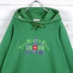 ザノースフェイス　ビックロゴ　POパーカー　ワンポイント刺繍　グリーン　XL☆のサムネイル