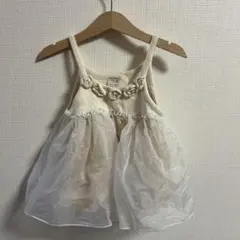 petit main ワンピース 80cm ノースリーブ ホワイト