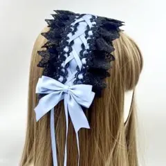 ロリータ ヘッドドレス レース パール リボン コスプレ ヘアアクセサリー