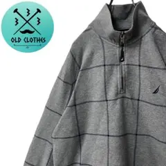 【NAUTICA】ノーティカ ハーフジップスウェット チェック ワンポイントロゴ