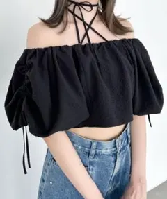 ヘザー　2WAYパフスリーブオフショルブラウス