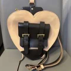 ハート型ショルダーバッグ ベージュ ブラック