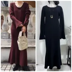 美品RIM.ARKコットンリブニットワンピースHeavy rib knit OP