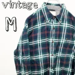 USA古着 vintage ネルシャツ　M  グリーン　ネイビー　チェック