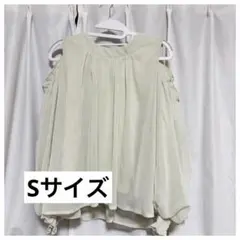 オフショルダー ブラウス 長袖 ライトグリーン mipiarl S