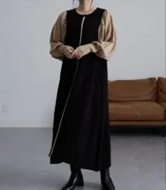 RANANボリューム袖アウトシームニットワンピース