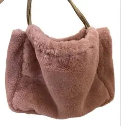 ファー素材 ピンク トートバッグ
