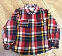 Moujonjon チェック　長袖　裏ボア　シャツ　110 男の子