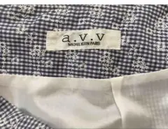 a.v.v チェック柄綿刺繍タイトスカート ネイビー系のサムネイル