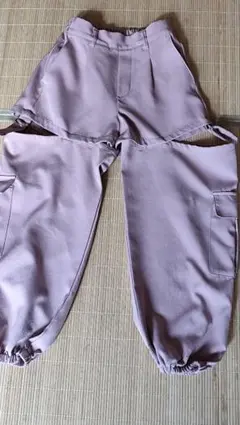 薄ピンク カットアウトデザイン ロングパンツ 100cm~