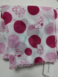 新品 スヌーピー ストール 綿100％ ピンク 赤 水玉 春夏