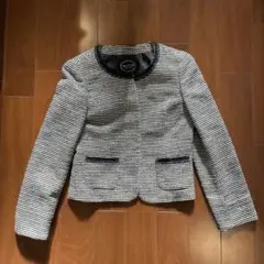 美品✨any FAM ノーカラージャケット M ラメ ツイード オンワード