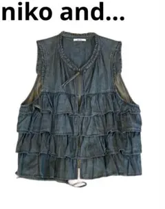 ニコアンドnikoand デニム　ベスト　ノースリカットソー　フリルティアード