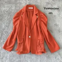Yuweimima テーラードジャケット 6XL オレンジ 裾プリーツ レアのサムネイル