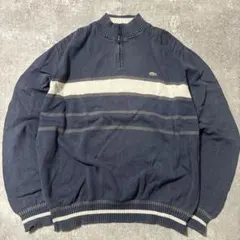 90s LACOSTE ハーフジップ　ニット　ボーダー　グッドデザイン　ラコステ