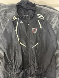 adidas フード付きナイロンジャケット 黒　USA サイズXL