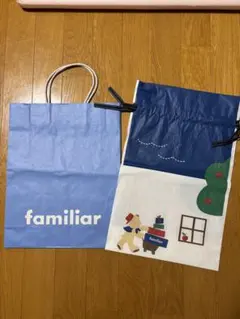 familiar ショップ袋 、クマのイラスト付きギフト袋
