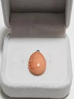 天然珊瑚 ペンダントトップ 花彫刻 SILVER金具