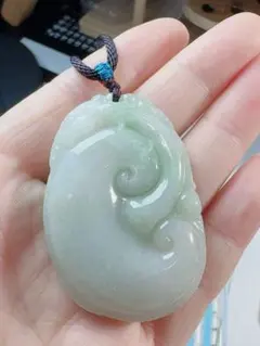 CS-0561天然本翡翠《本物保証》「如意」翡翠ペンダント ネックレス