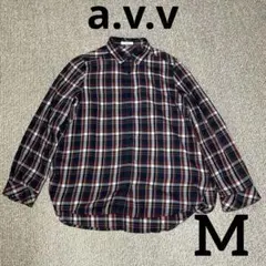 a.v.v チェックブラウス　チェックシャツ　長袖シャツ　ブラウス　M
