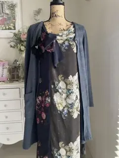 値下げ！イクコIKUKO☆カタログ掲載品ジョーゼットワンピース☆未使用タグ付き
