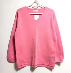 新品 未使用 DRESKIP Mサイズ ピンク Vネック 長袖ニット カットソー