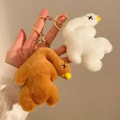 フェイクファーキーホルダー2色セット