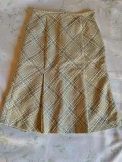チェック柄スカート ベージュ系 プリーツ ウエスト61