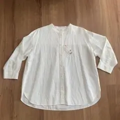 リネンブレンドバンドカラーシャツ