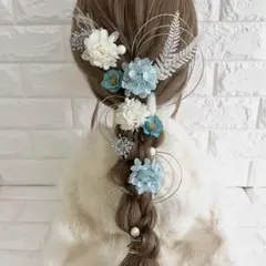 アネモネブルー♡金箔付♡髪飾り ヘッドドレス 前撮り 成人式 卒業式 七五三