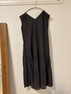 ノースリーブ　ロングワンピース　ダークグレー　nano universe