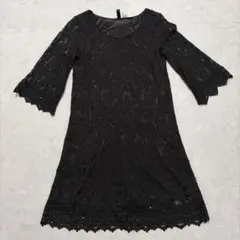 H&M エイチアンドエム　ワンピース　ミニワンピース　七分袖　レース　黒　大人