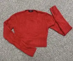 EMODA リブ編みレッドセーター Fサイズ