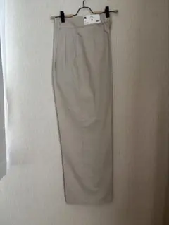 新品　ジーユー　リネン ブレンド　タックワイドパンツ　ナチュラル