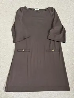 GIVORS 七分袖ワンピース ブラウン