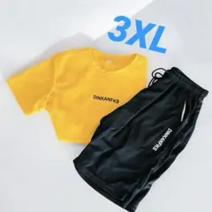 Tシャツ 上下セット 3XL 黄色 無地 ハーフパンツ カジュアル ルームウェア