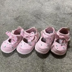 IFME ピンクのリボン付きベビーシューズ 水陸用 13.0cm