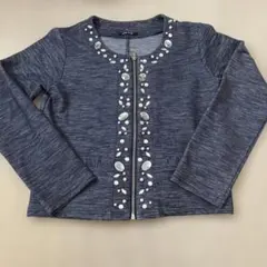 one way ビジューパール襟ノーカラージャケット