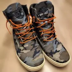 Timberland 迷彩ブーツ オレンジ靴ひも