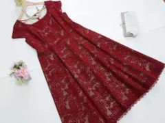 MARIKO KOHGA 東京ソワール 赤 レース パーティードレス 42のサムネイル