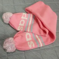アディダスadidas ボンボンマフラー　ピンク　美品