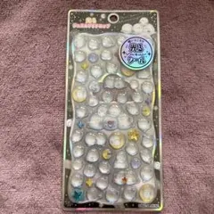 光る ジュエルプチドロップステッカー ストーンつき ぽんぽんシマエナガ