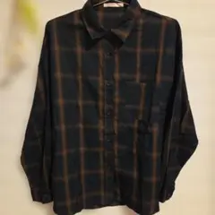 Chez toi 長袖 チェックシャツ ブラウン ブラックのサムネイル