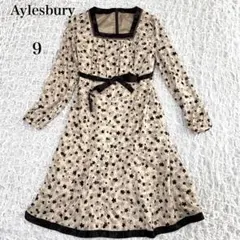 アリスバーリー　花総柄　ワンピース　長袖　9号　ブラウス＆ベージュ　薄手