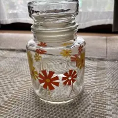 花柄ガラスキャニスター昭和レトロ　中古